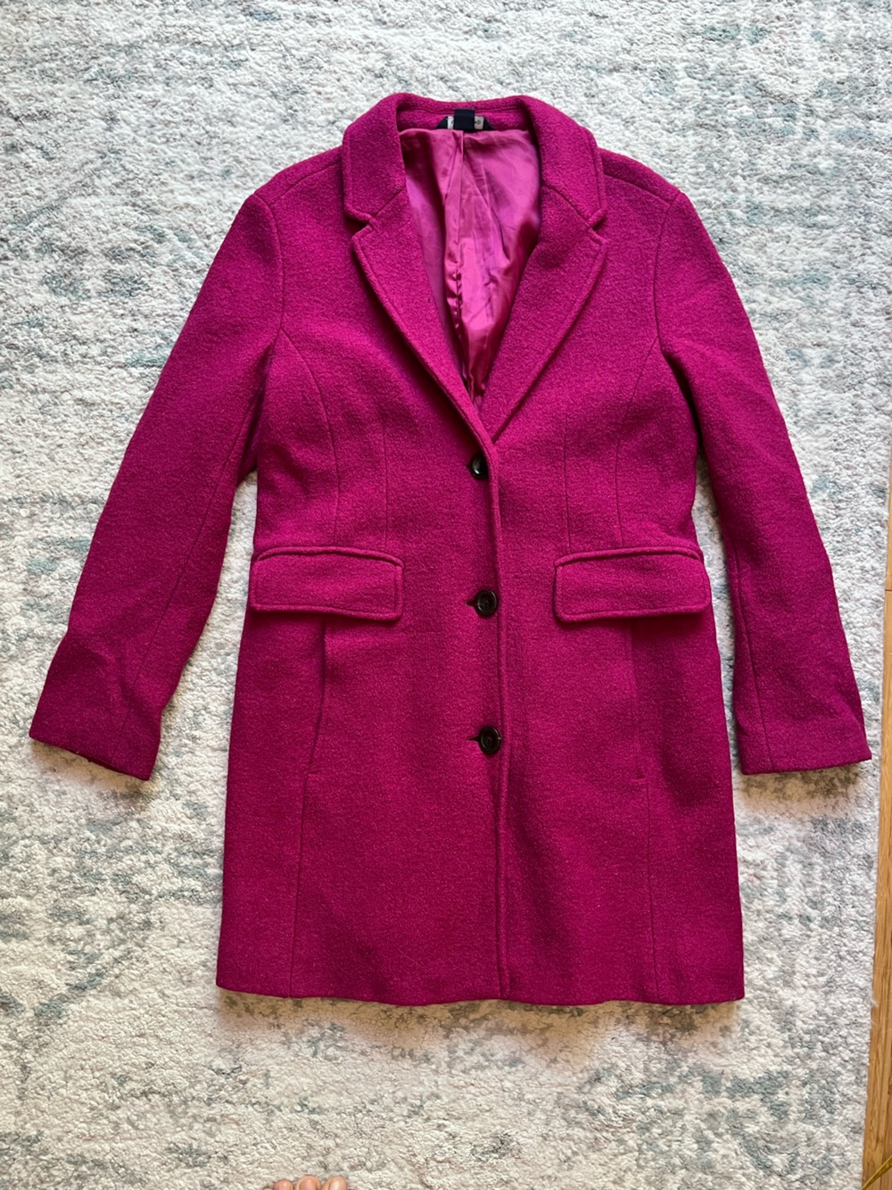 Lands' End Women's Magenta Tailored Wool-Blend Pea Coat